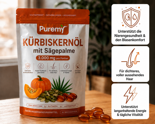 KÜRBISKERNÖL mit Sägepalme - Weniger Haarausfall und eine Verbesserung der Blasengesundheit innerhalb von drei Wochen